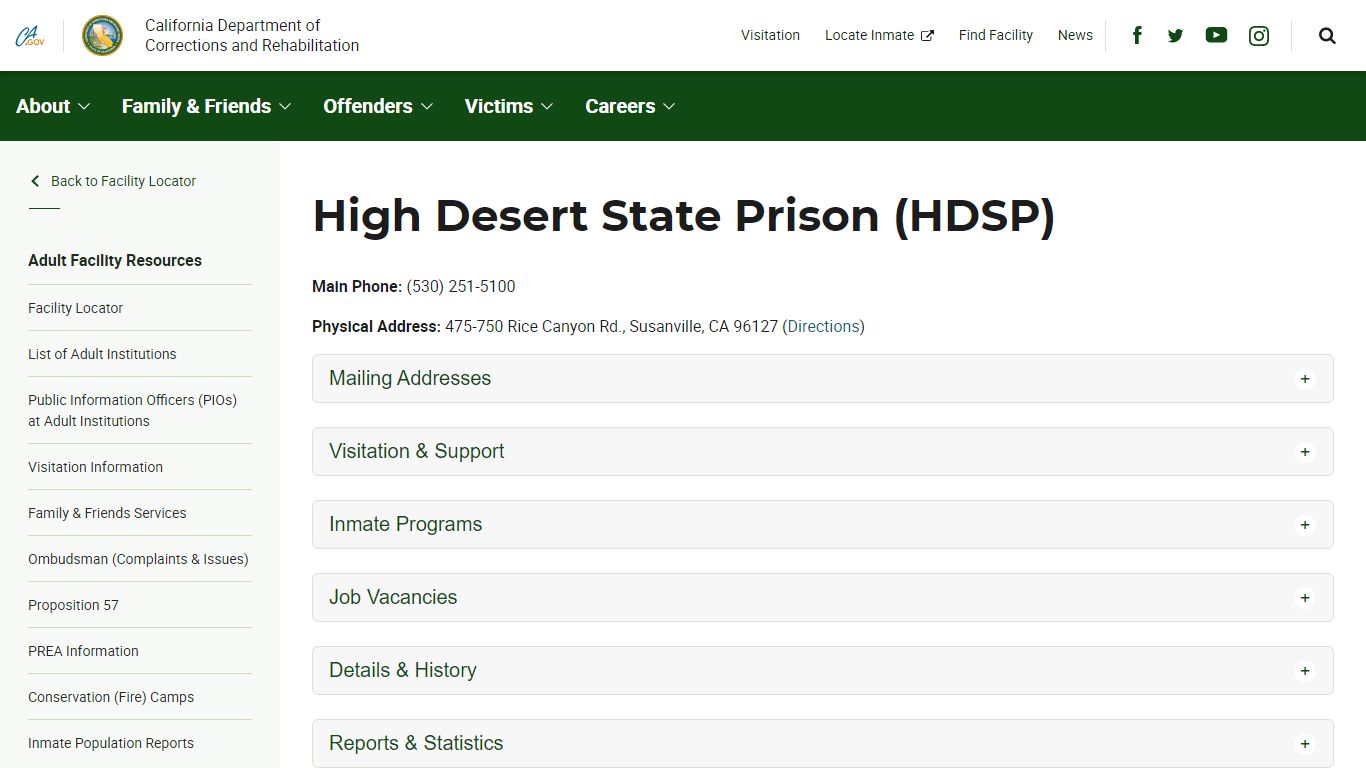 High Desert State Prison (HDSP) - California Department of ...
